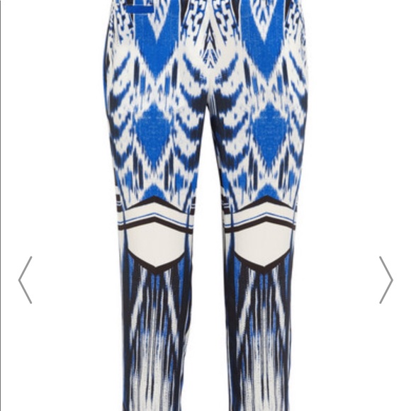 Roberto Cavalli Pants - Roberto Cavalli Ikat-print silk slim-leg pants